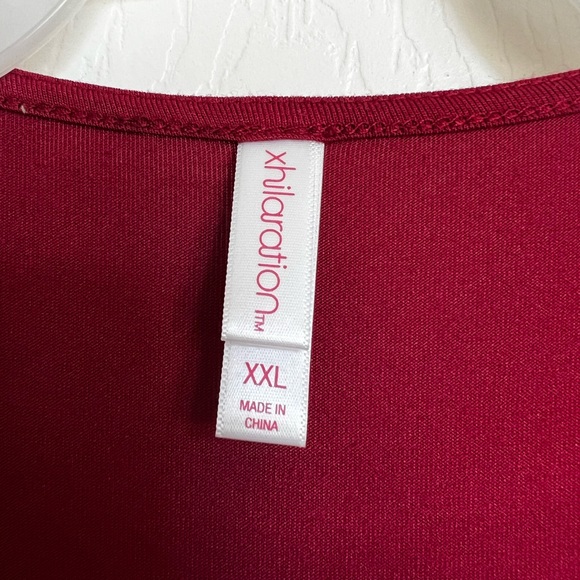 Xhilaration, Burgundy-Grey Embroidered, Beaded & Sequins Mesh Tank top. XXL. - Picture 9 of 10